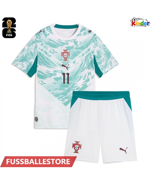 Günstige Portugal Joao Felix #11 Auswärts Trikotsatzt Kinder WM 2026 Kurzarm (+ Kurze Hosen)